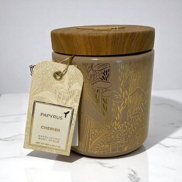 NEW Papyrus Cherish Nourishing Body Scrub 600g/21.16oz In Decorative Gold Jar